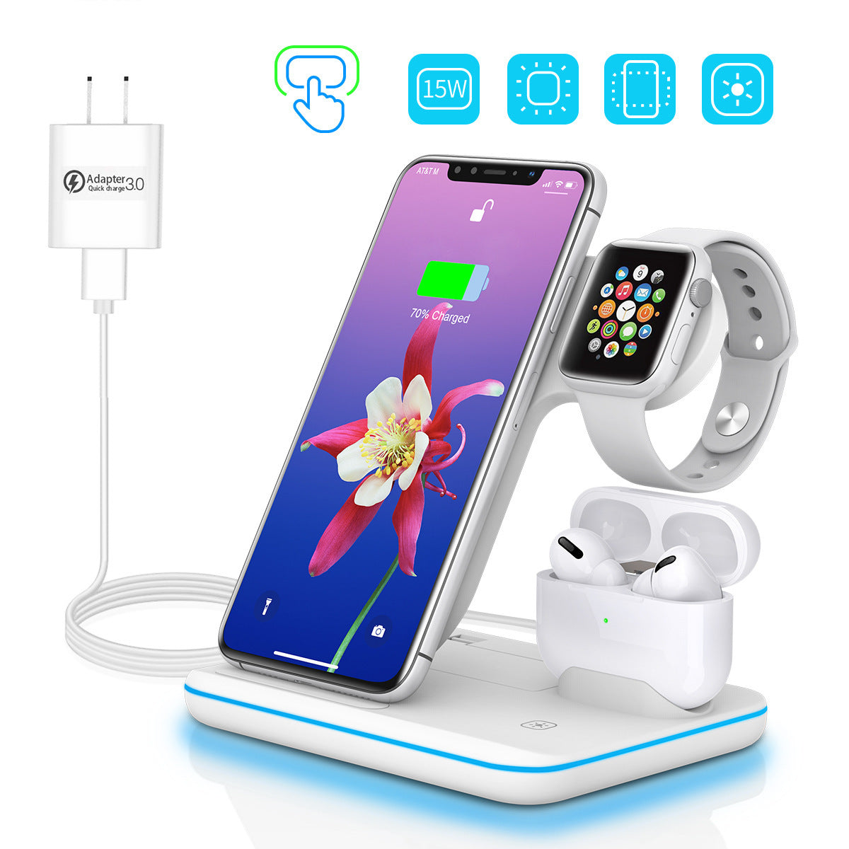 Station de charge sans fil 3-en-1