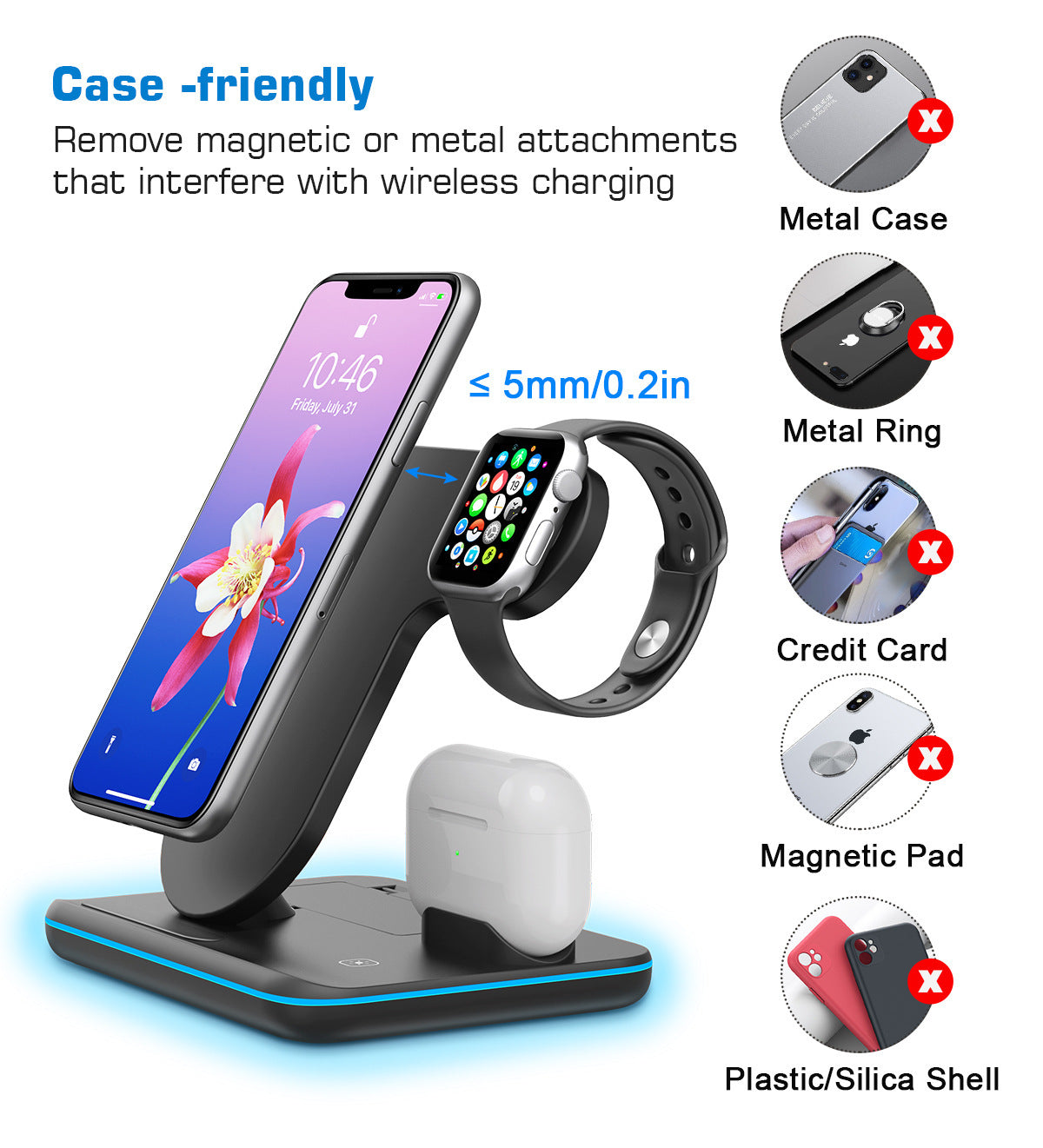 Station de charge sans fil 3-en-1